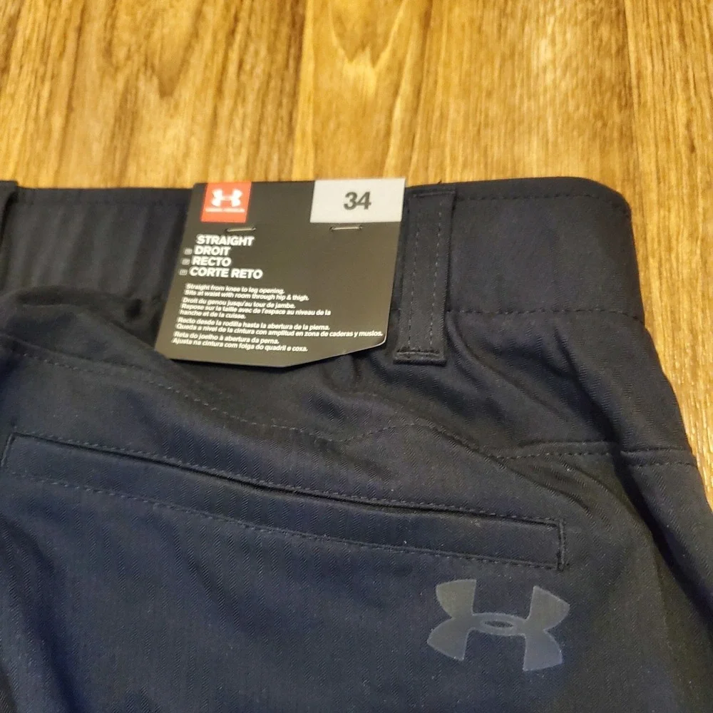 Under Armour Golf Pants Men 34 Black Showdown‎ Straight Athletic Performance New